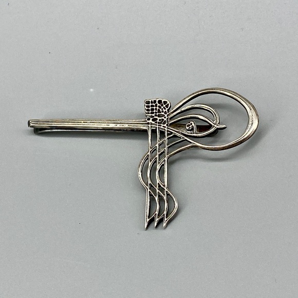 Vintage Turkish Ottoman Tie Clip Sultan Tughra Sterling Silver Suleiman Insignia - Picture 2 of 16